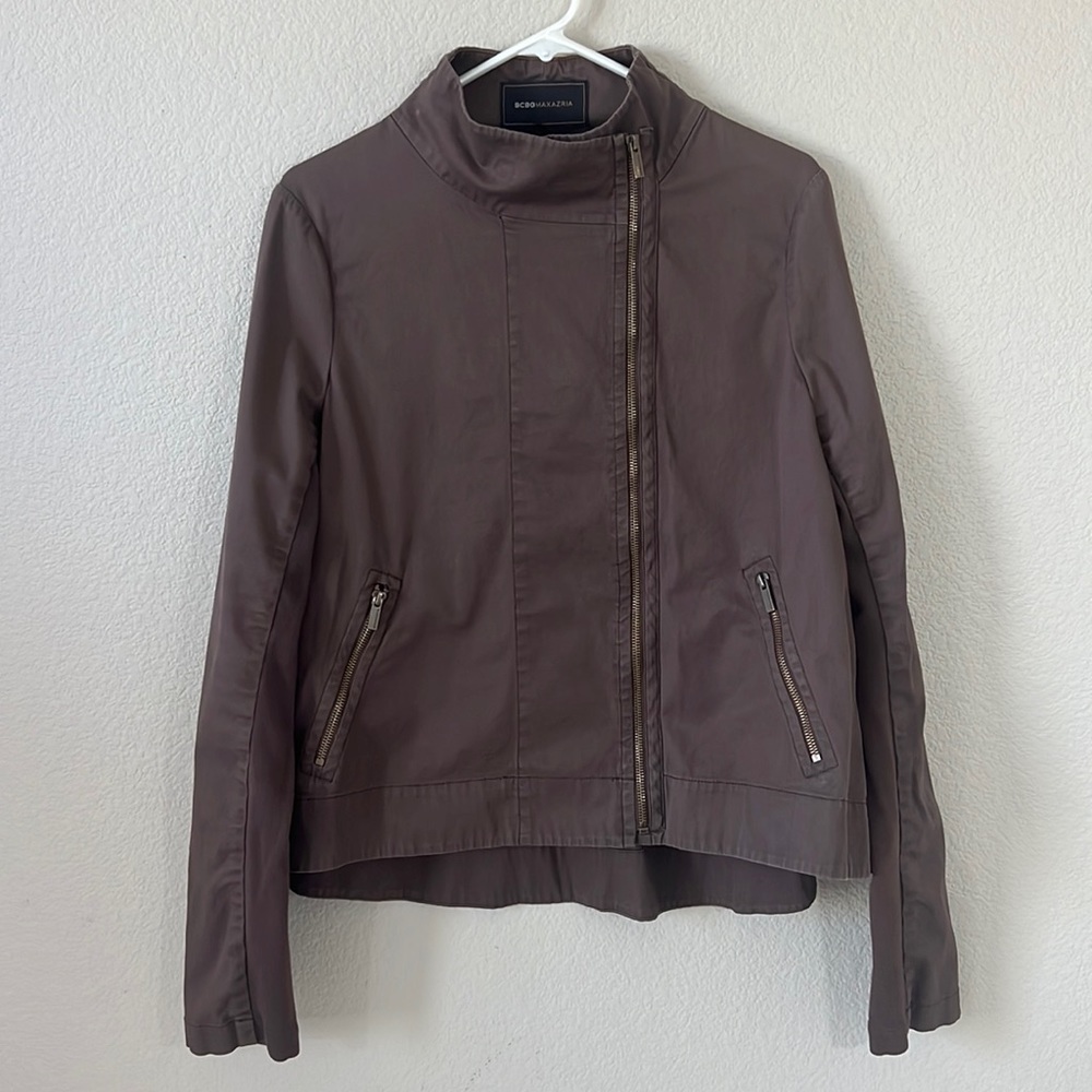 BCBGMAXAZRIA Chocolate Colored Mock Neck Jacket